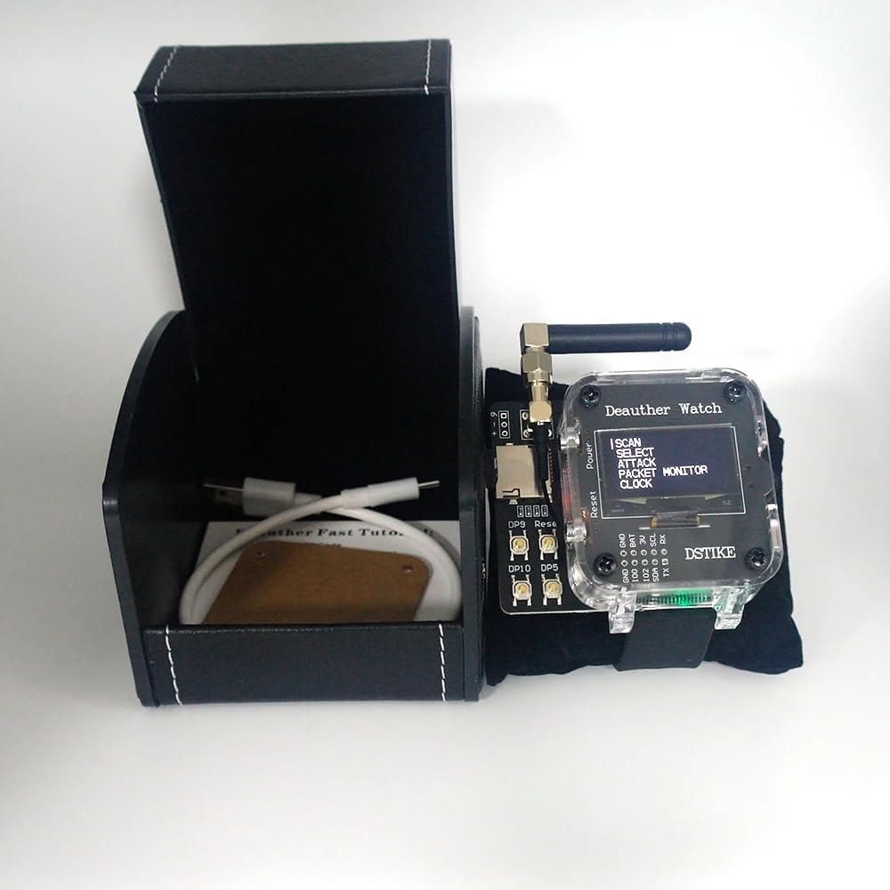 Aursinc WiFi Dstike Deauther Watch V4s (Deauthe & Bad USB) ESP8266 Programmierbares Entwicklungsboard, tragbar, esp8266 + atmega32u4, WiFi-Steuerungswerkzeug, Akku 1000 mAh