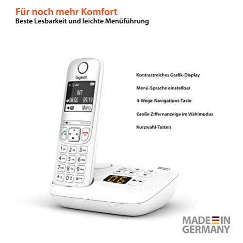 Gigaset AS690A Schnurlostelefon Anrufbeantworter DECT-Telefon Freisprechfunktion Weiß