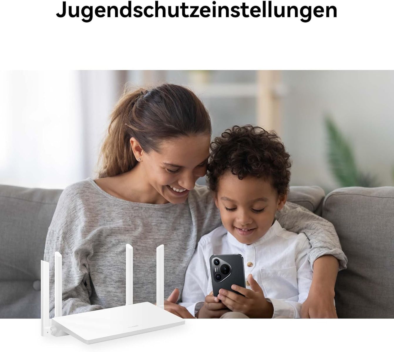 HUAWEI WS5203-22 WiFi AX1 AC1200 Dualband WLAN-Router, Wi‑Fi 5, 4x Gigabit-LAN, 1x WAN, EasySetting, Huawei AI Life, Visualisierte WLAN-Diagnose, EU