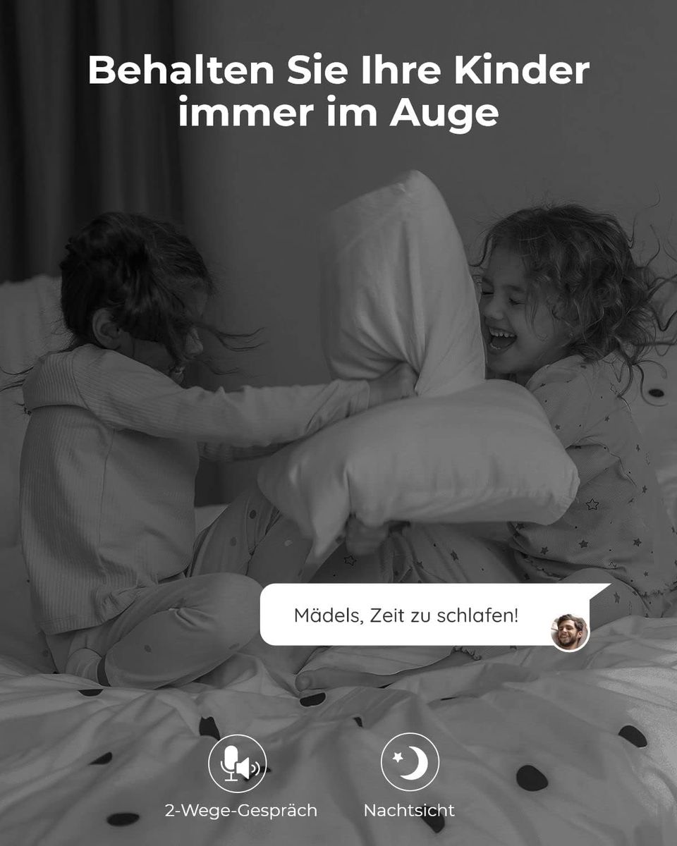 Reolink E1-B Indoor Überwachungskamera, WLAN, 2K 3MP, 355° Schwenk & 50° Neigung, IR-Nachtsicht 12m, 2-Wege-Audio, Personen- & Haustiererkennung, Baby Monitor, microSD