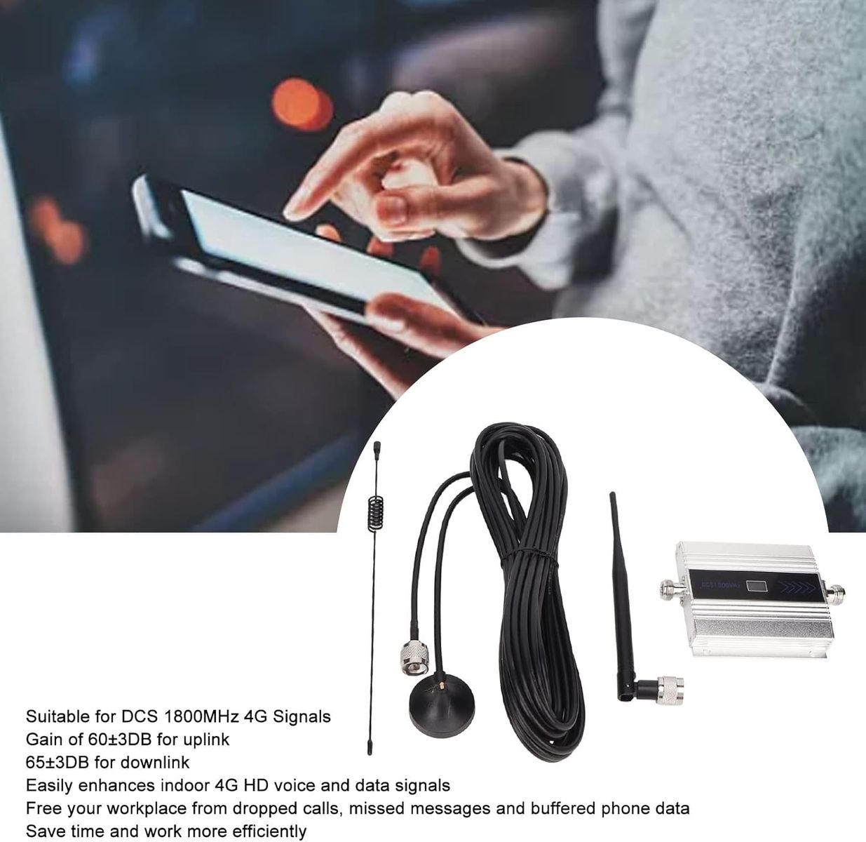 Tonysa Tonysaz6dhp1vekq-11 4G-Handyverstärker für Zuhause, Dual-Frequenz Handy-Repeater DCS 1800 MHz, Antenne, EU-Stecker