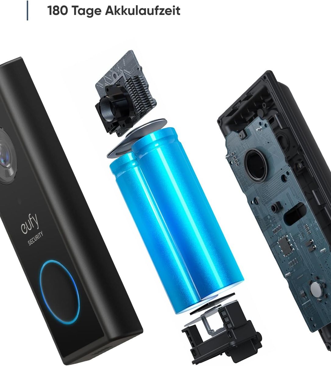 eufy Security S220 Kabellose Video-Türklingel, Akku, 2K HD, Personenerkennung, Zwei-Wege-Audio, HomeBase 2 erforderlich, Nachtsicht, Wetterfest