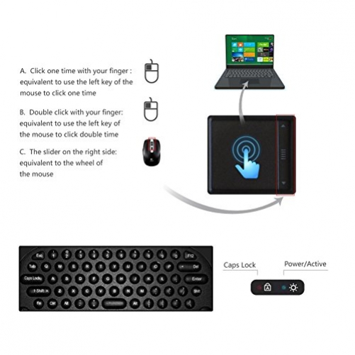 Demiawaking MEasy GP800 USB Wireless Touchpad Luft Maus Tastatur Gamepad fuer Android PC Smart TV US-Layout