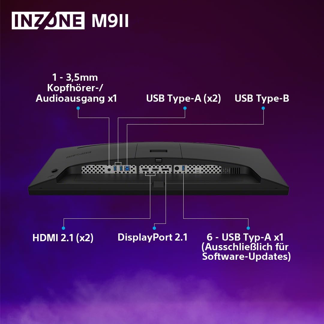 Sony INZONE M9II 27" 4K Ultra HD PC Gaming Monitor: 2160p Auflösung - 160Hz Bildwiederholfrequenz - 1ms GTG - DCI-P3 95% Spektrum - Full Array LED - G-Sync - Adaptive Sync - VRR, Schwarz