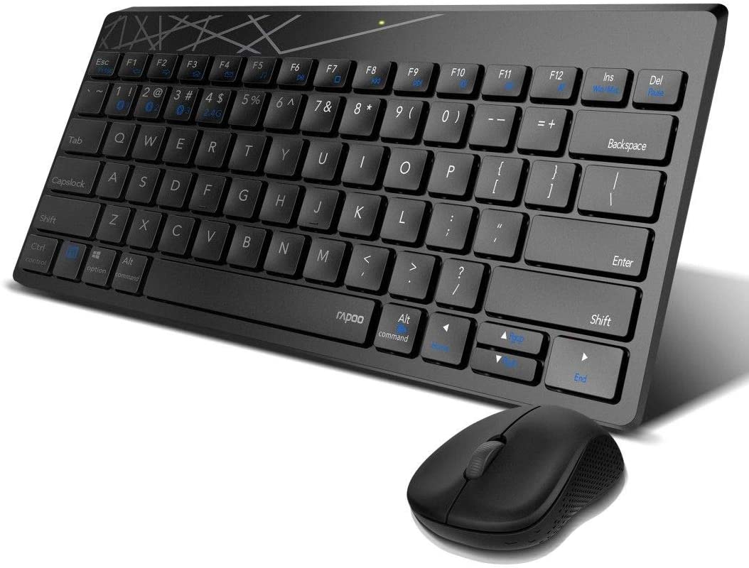 Rapoo 8000M kabelloses Multi-Mode Deskset Tastatur & Maus schwarz DE-Layout
