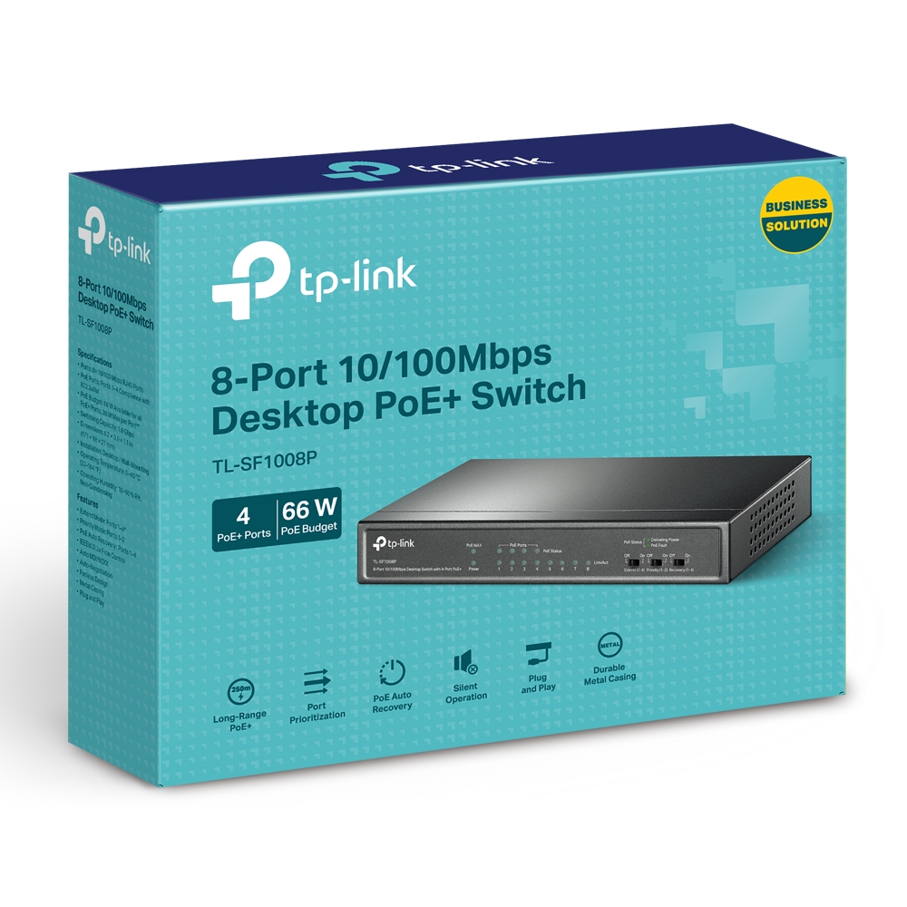 TP-Link 8-Port 10/100Mbps Desktop Switch mit 4-Port PoE+