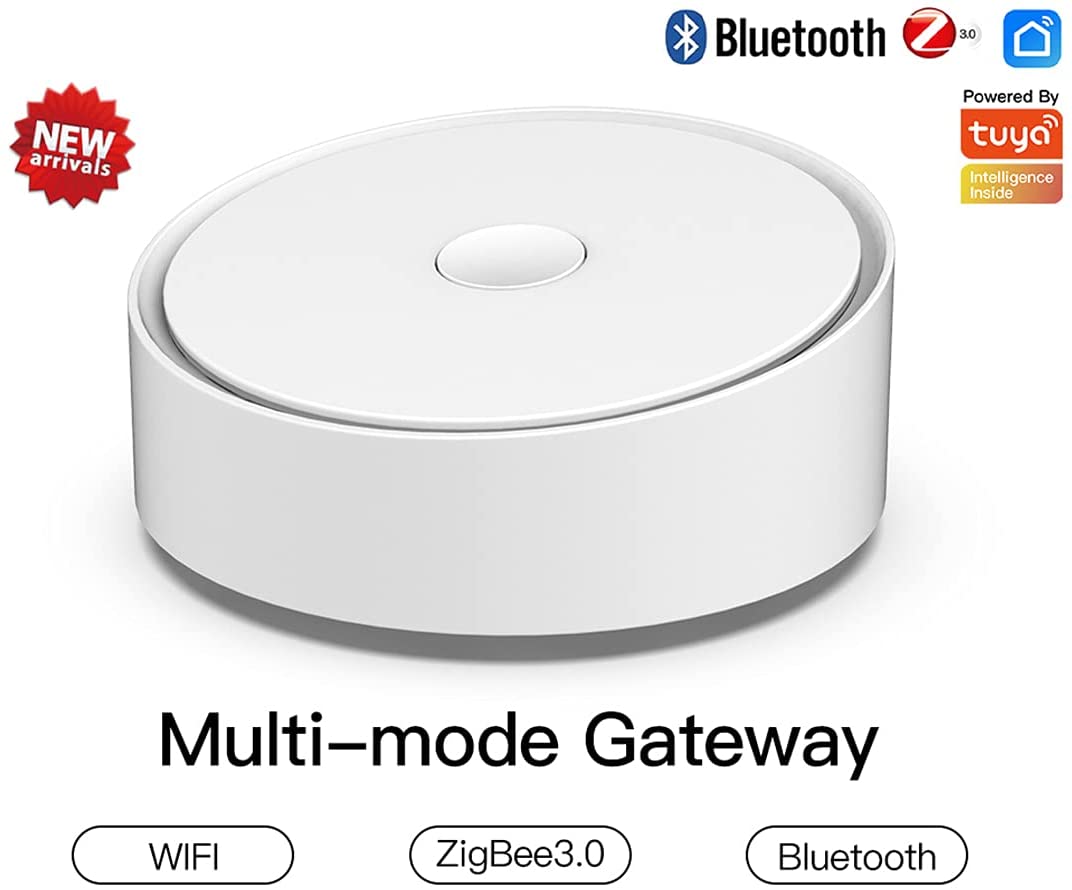 LEDLUX Multi Mode Gateway ZigBee 3.0 WiFi 2.4G Bluetooth Mesh, 3 in 1 mit Tuya Smart Life App, rund, elegant, kompatibel mit Amazon Alexa und Google Home