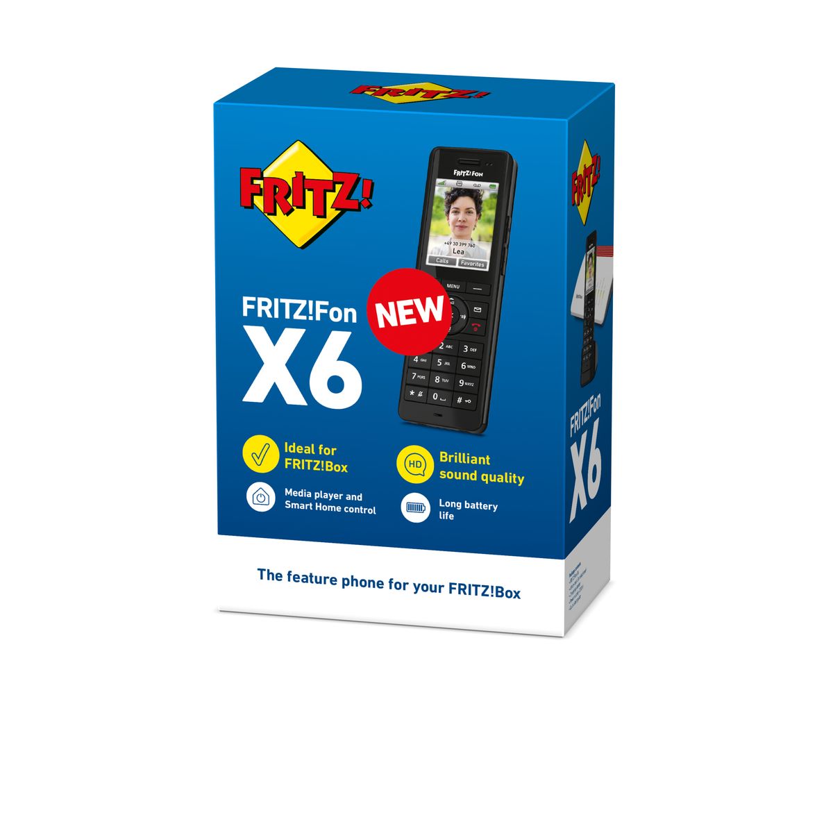 AVM FRITZ!Fon X6 DECT-Telefon, Anrufbeantworter, Freisprechfunktion, Li-Ion 1000 mAh, Schwarz