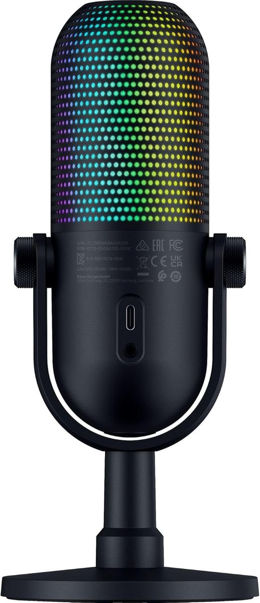 Razer Seiren V3 Chroma - RGB-USB-Mikrofon mit Tap-to-Mute (Reaktive Beleuchtung, Supernieren-Kondensator-Mikrofon, Digitaler Verstärkungsbegrenzer und integrierter Schockdämpfer) Schwarz Razer Seiren V3 Chroma - RGB-USB-Mikrofon mit Tap-to-Mute (Reaktive Beleuchtung, Supernieren-Kondensator-Mikrofon, Digitaler Verstärkungsbegrenzer und integrierter Schockdämpfer) Schwarz