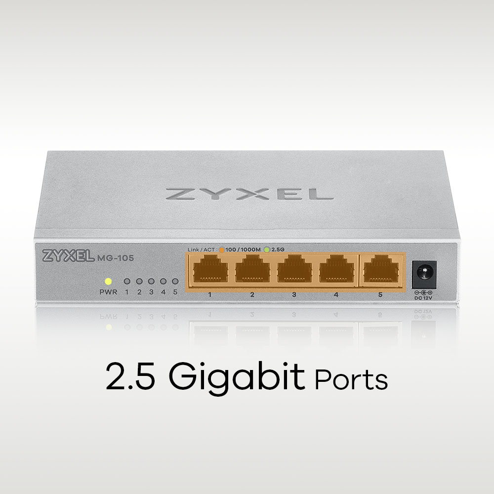 Zyxel MG-105 Unmanaged 2.5G Ethernet (100/1000/2500) Stahl