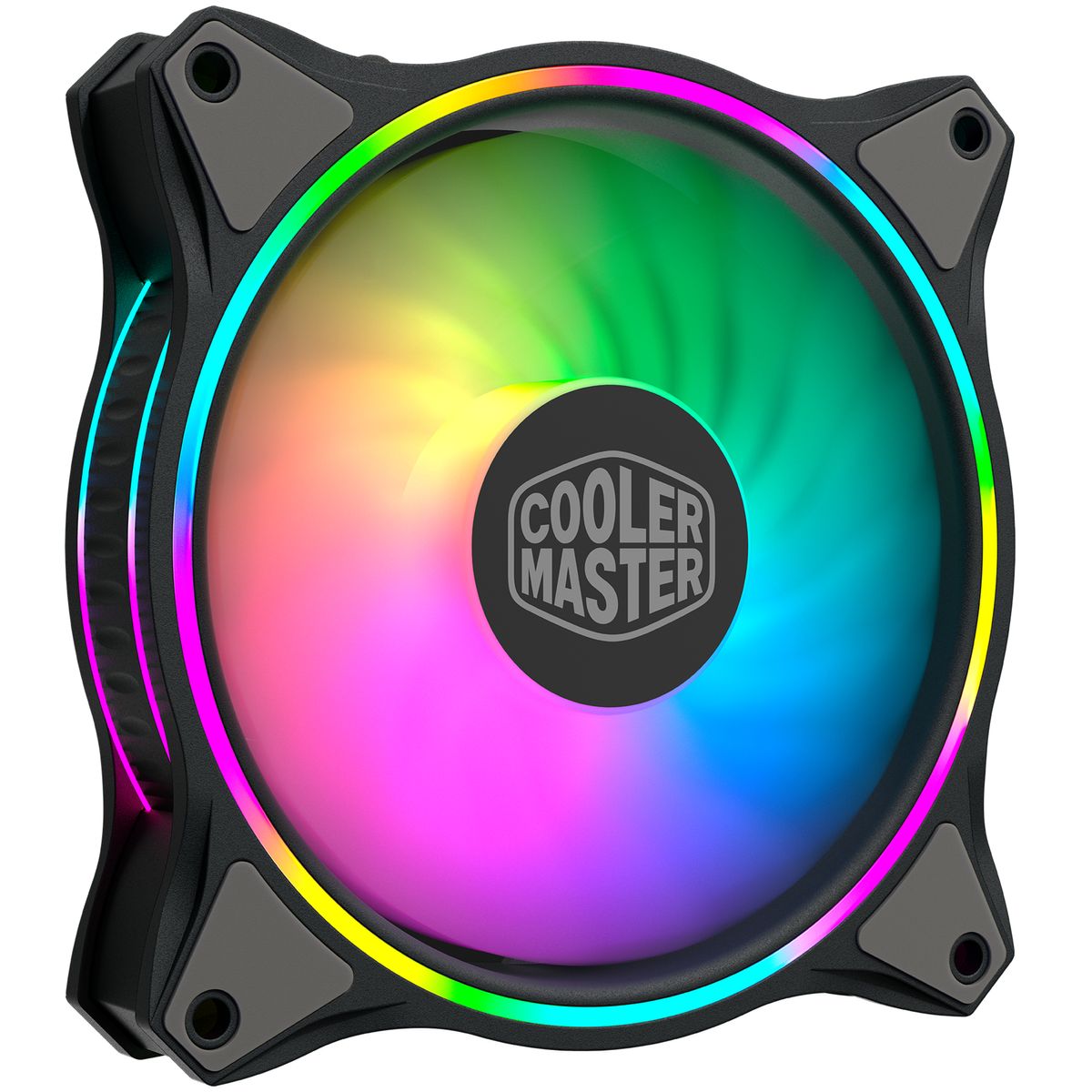 Cooler Master MasterFan MF120 Halo 3in1 Gehäuselüfter 120 mm, 650-1800 RPM, RGB Beleuchtung, 4-polig PWM, 3er-Pack Schwarz/Grau