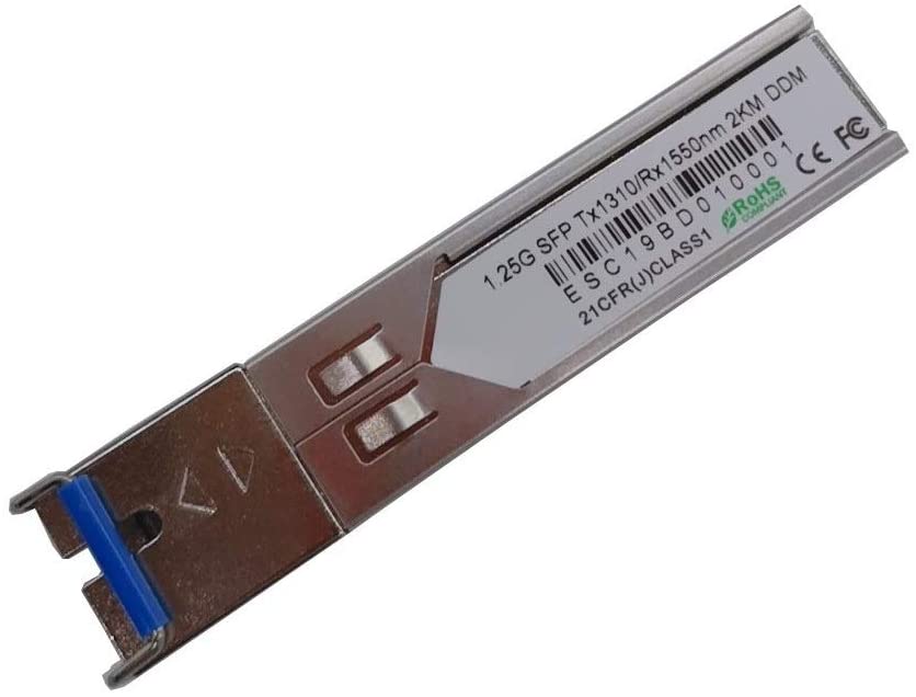 Elfcam SFP Transceiver Module 1.25 Gbps, Fiber Optic Connector Singlemode SC, Compatible with Cisco and Iliad Freebox