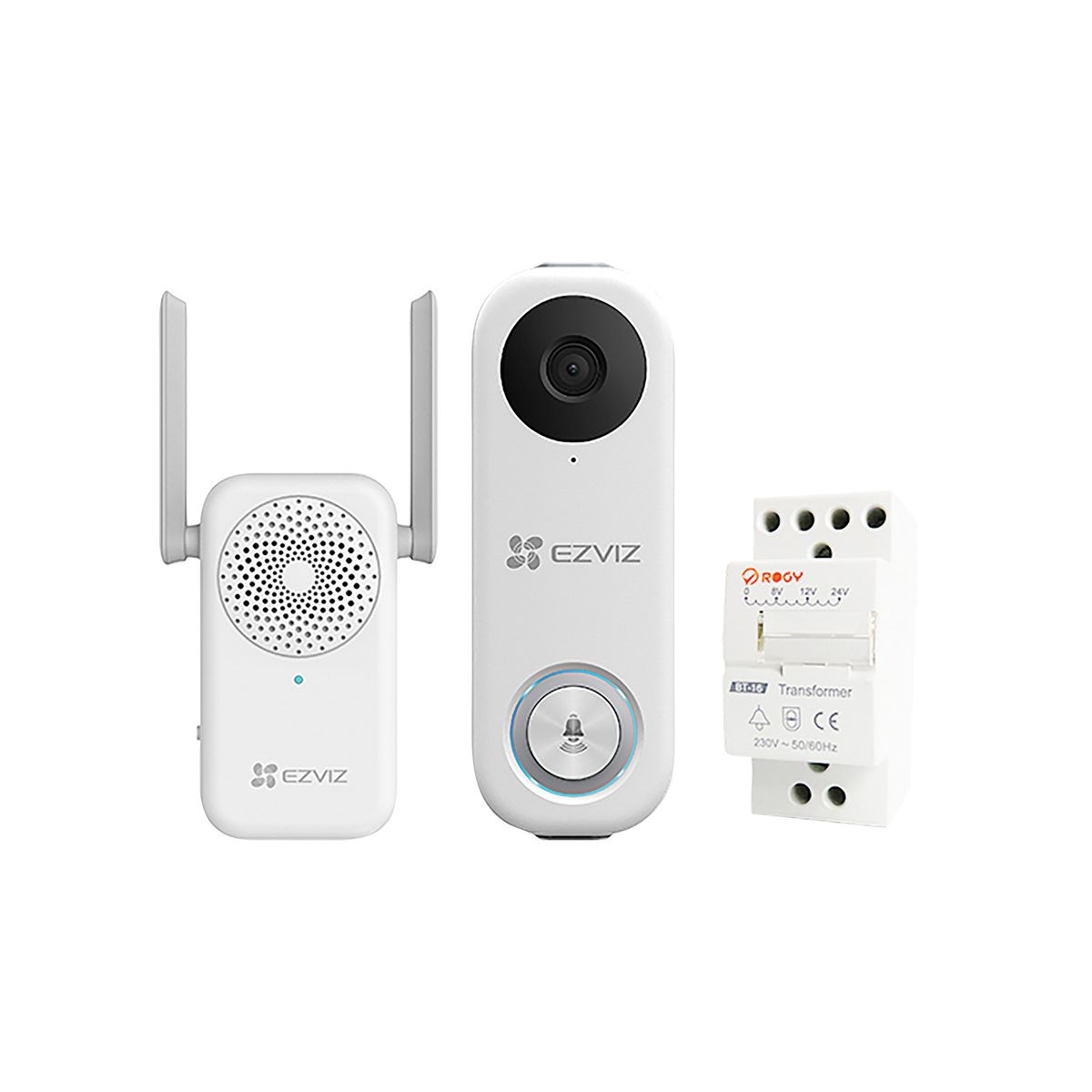 EZVIZ 2MP Bell Set with AI Person Detection and Chime, Two-Way Audio, 170° Field of View, H.265 Compression, Dual Band Wi-Fi, DB1C Kit