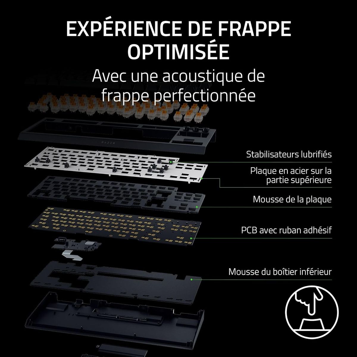 Razer BlackWidow V4 Tenkeyless HyperSpeed TKL Gaming Keyboard, Orange Tactile Switches, Hot-Swap, HyperSpeed & Bluetooth, Razer Chroma RGB FRA Layout AZERTY