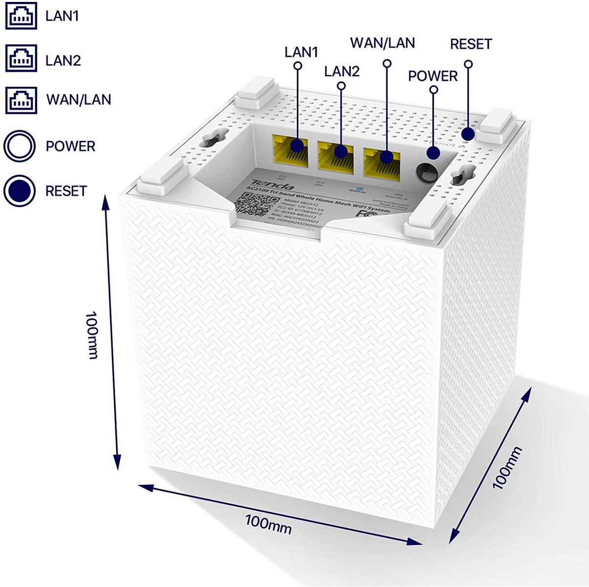 Tenda Nova MW12 WLAN Mesh-System AC2100 Tri-Band 6X Gigabit-Ports 400m² WLAN-Abdeckung App-Steuerung Einfache Installation Kompatibel Alexa 2er-Pack Ersetzt Router Repeater & Powerline