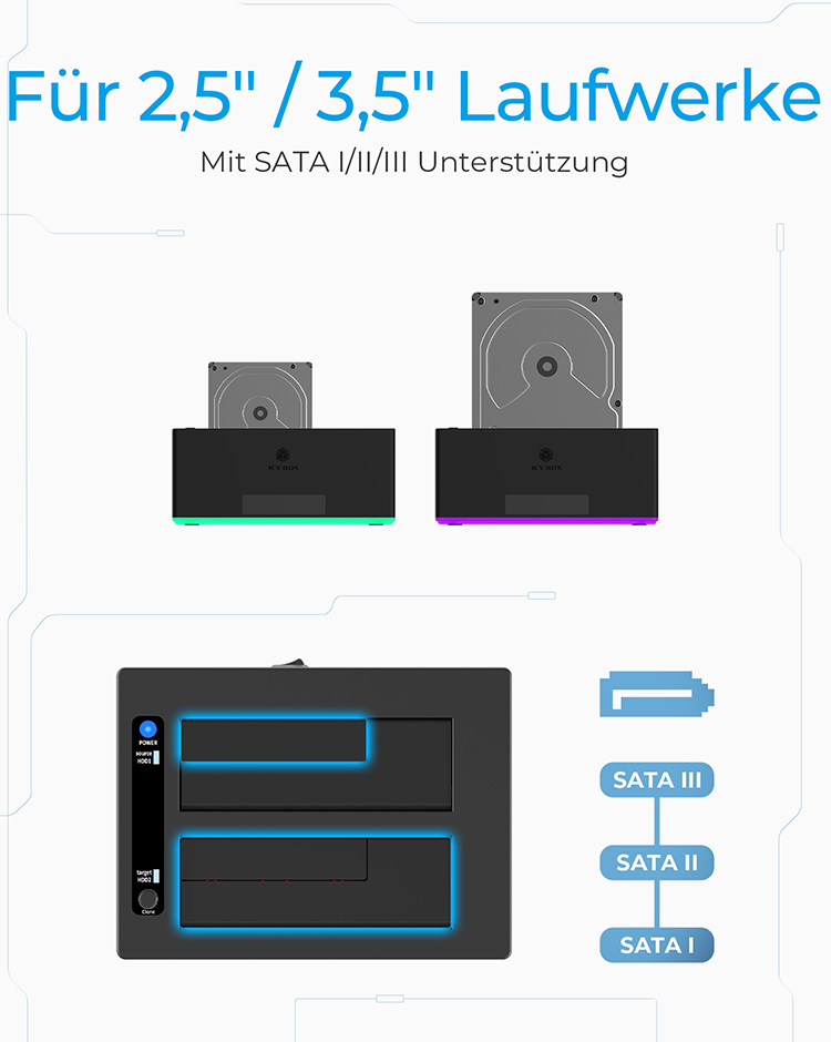 ICY BOX IB-127CL-U3 USB 3.2 Gen 1 (3.1 Gen 1) Type-B Schwarz