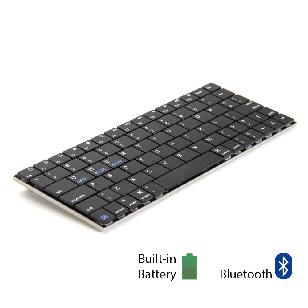 GMYLE Aluminum Ultra-Slim 8.5 Inch Wireless Bluetooth Keyboard for iOS Android Windows w/ Built in Rechargeable Battery (USA Layout - QWERTY)