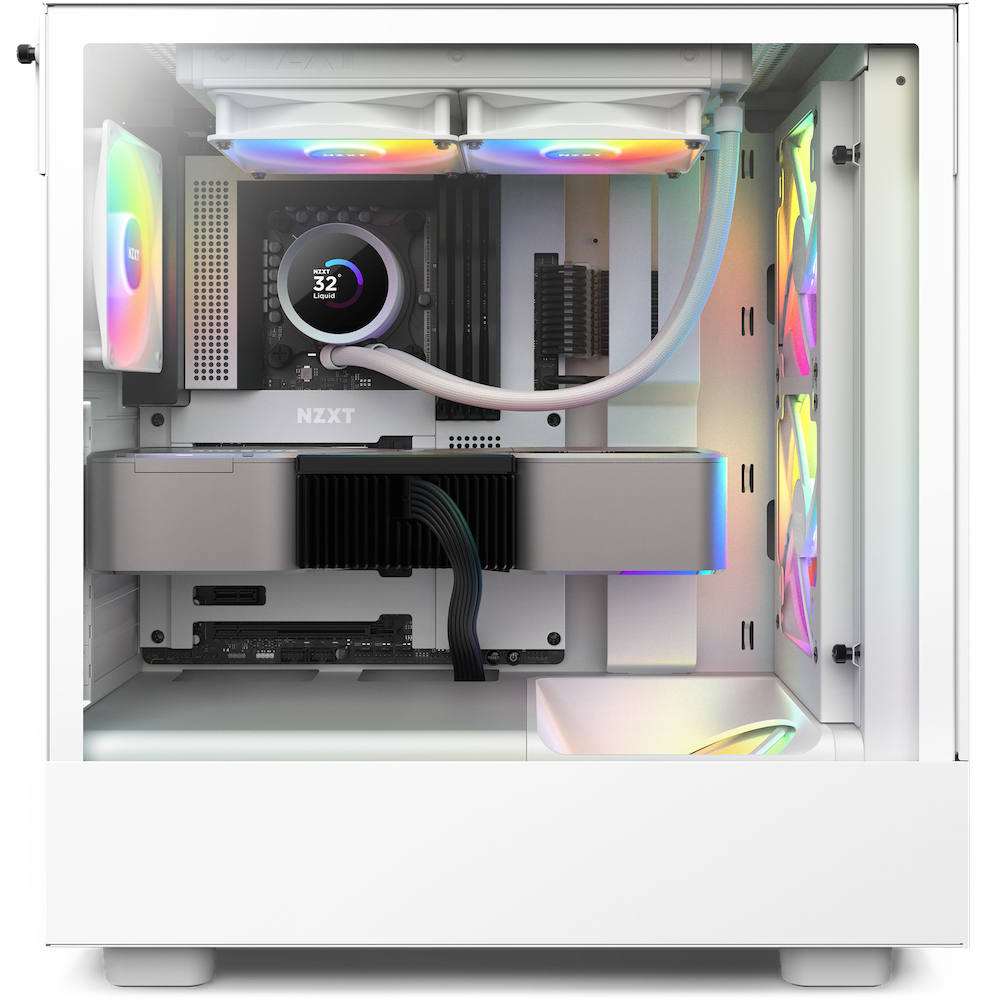 NZXT Kraken 240 RGB All-in-One-Wasserkühlung, 240 mm Radiator, 2x120 mm Lüfter, TFT-Display, RGB, Weiß