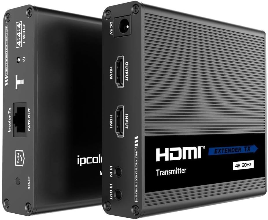 PremiumCord 4K HDMI Extender auf 70 m über Patchkabel Cat6 / Cat6A / Cat7, IR-Sender und -Empfänger, HDMI 2.0, ARC, Videoauflösung Ultra HD 4K @ 60Hz