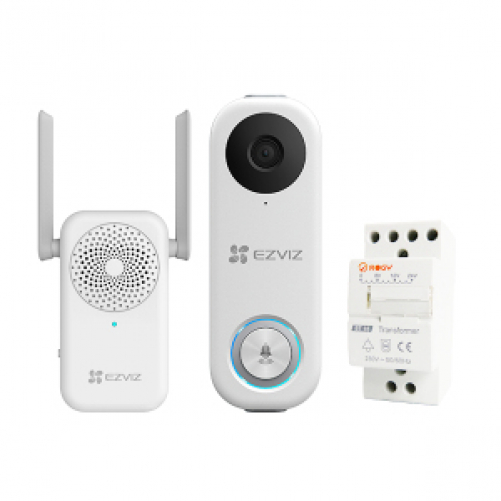 EZVIZ 2MP Bell Set with AI Person Detection and Chime, Two-Way Audio, 170° Field of View, H.265 Compression, Dual Band Wi-Fi, DB1C Kit