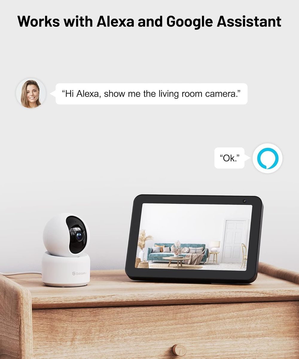 GALAYOU 2K Überwachungskamera innen, WLAN IP Kamera überwachung Indoor WiFi Camera,360°Hundekamera Zwei-Wege-Audio, Babyphone mit Kamera,funktioniert mit Alexa&Google Home G2-2P Weiß 2 Stück (1er Pack)