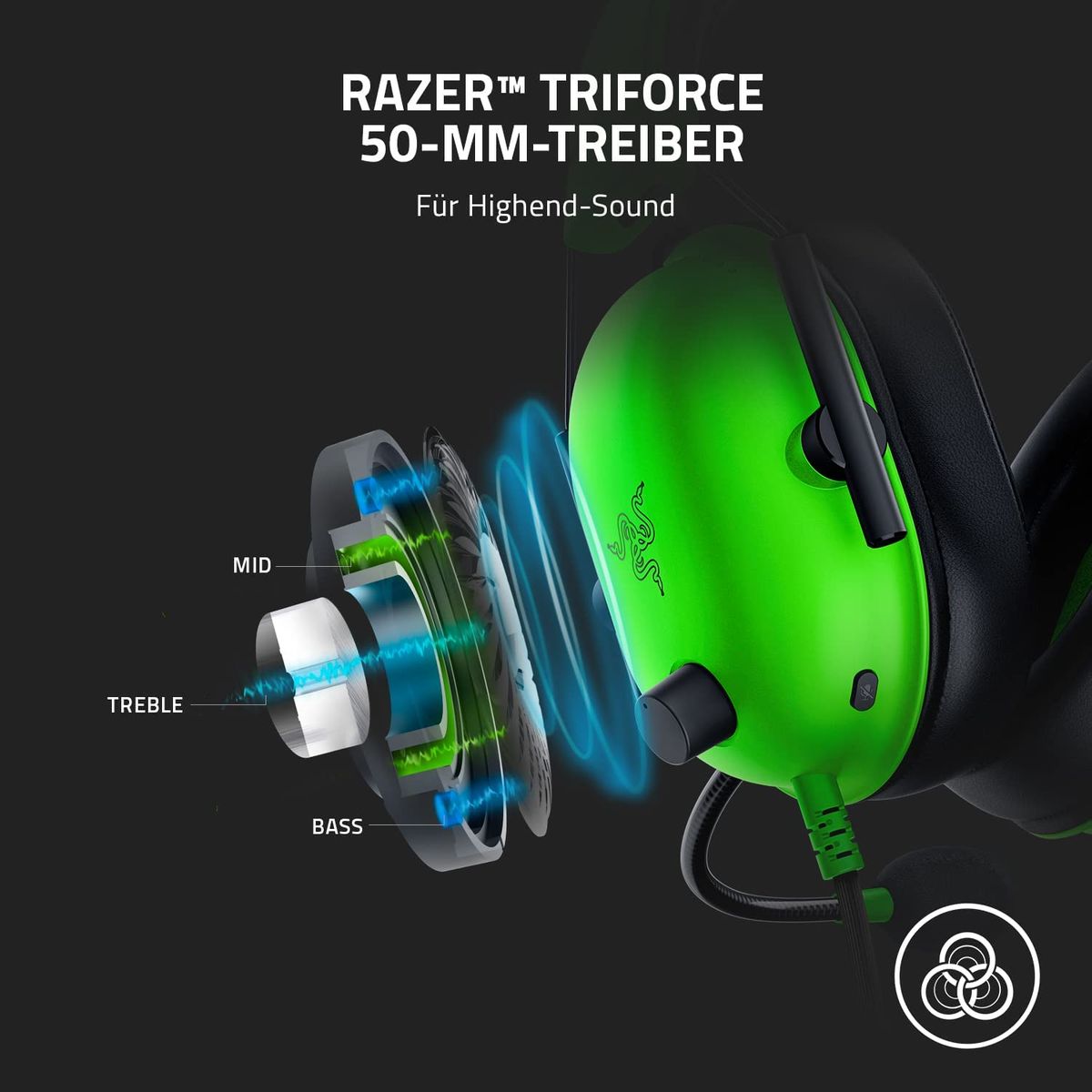 Razer BlackShark V2 X Gaming Headset Virtual 7.1 Surround-Sound 3.5mm Multi-Plattform Green