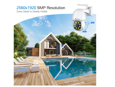 Ctronics CTIPC-580C 5 MP Außen-WLAN-Überwachungskamera 2560 x 1920 Nachtsicht, Bewegungserkennung, IP-Kamera, EU Stecker