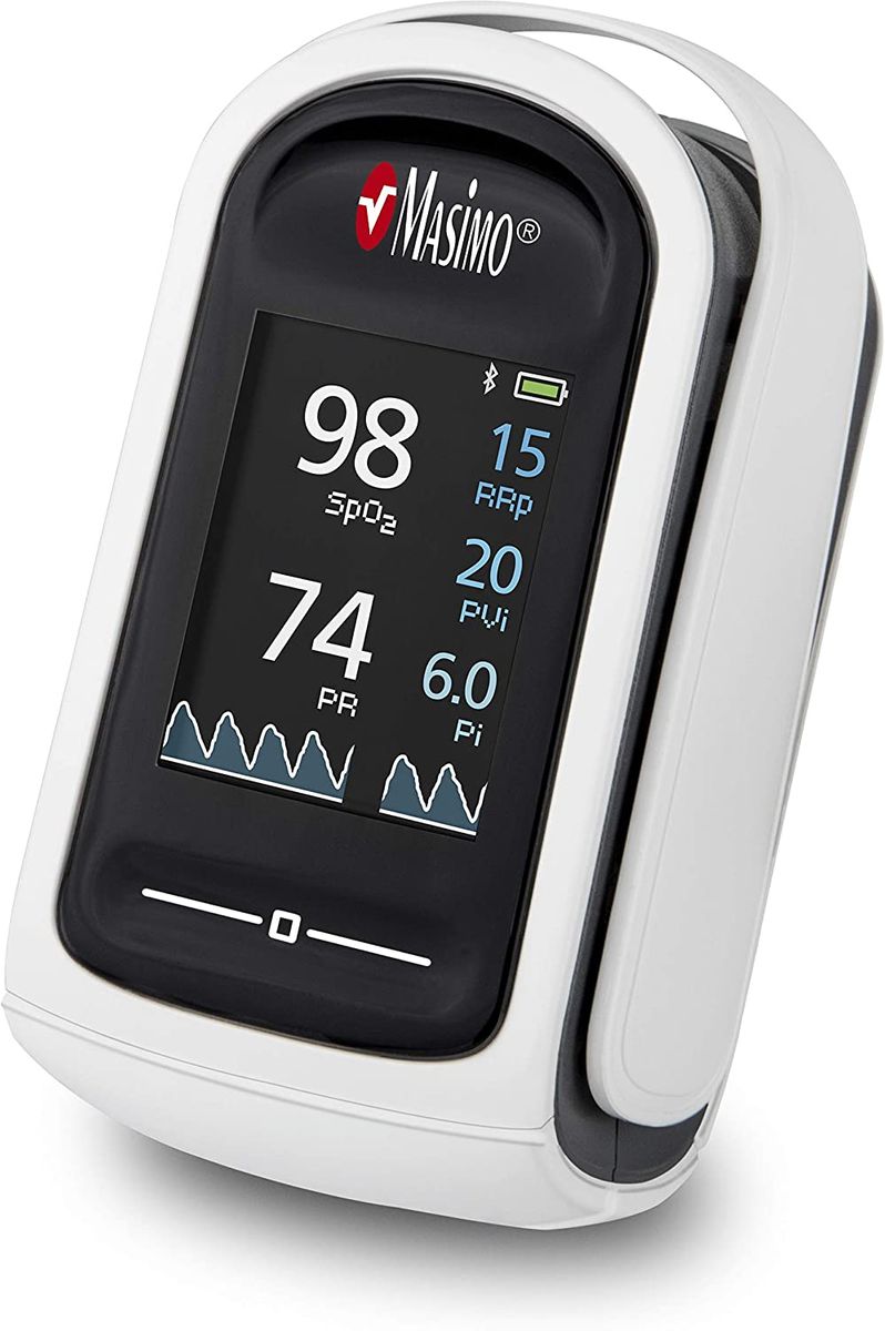 Masimo MightySat - Digital Finger Saturimeter | Measures and Records Physiological Values | Oxygen Saturation | Heart Rate and Respiration | Bluetooth | Compatible iOS and Android | White