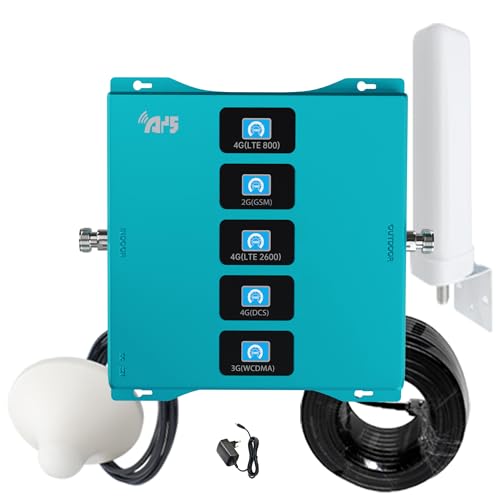 ayissmoye 800-2700-8 Mobiler Signalverstärker 2G/3G/4G Repeater, 800/900/1800/2100/2600 MHz, Bänder 1/3/7/8/20, EU Stecker C