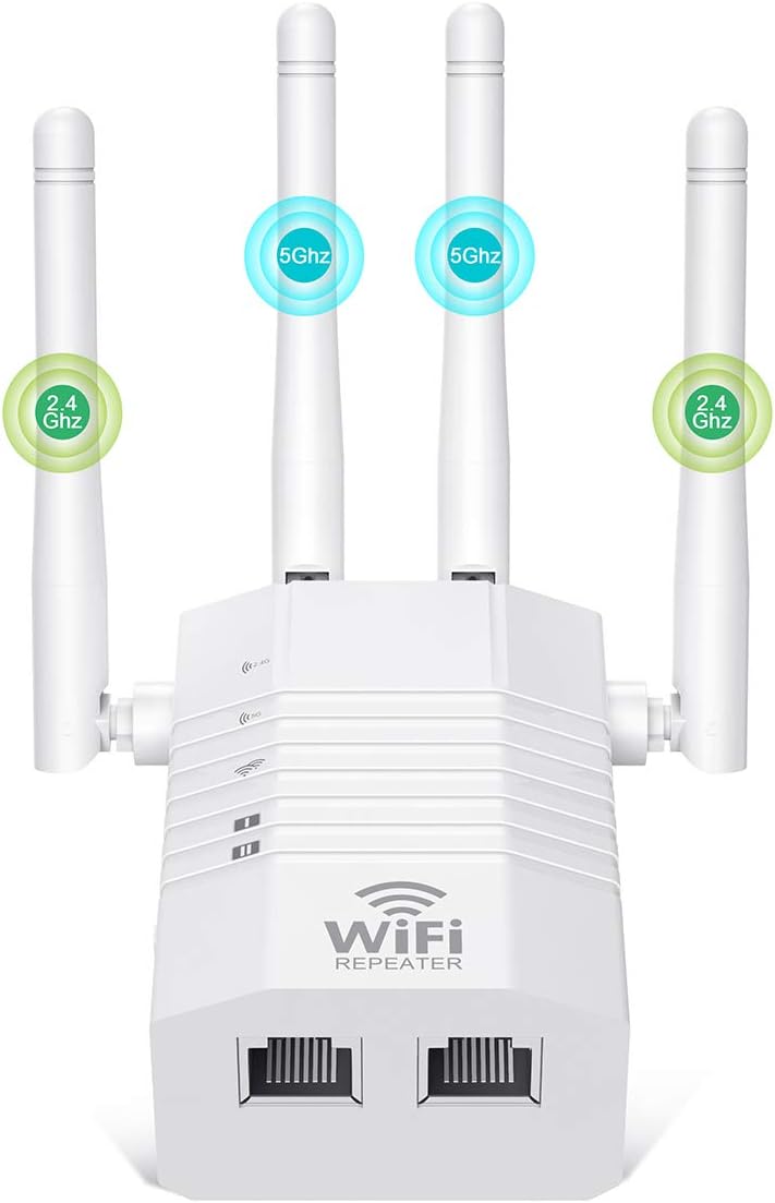 KURUI R1205 WLAN Repeater 1200 Mbit/s Dualband 5 GHz & 2,4 GHz, Access Point & Router Modus, RJ45, Steckertyp C (EU)