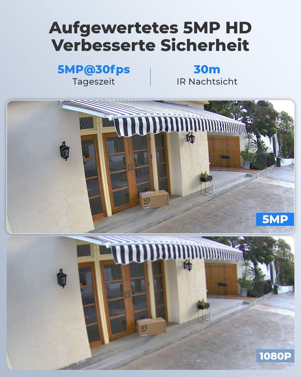 Reolink 2 Stück 5MP PoE Überwachungskamera Aussen, Personen-/Autoerkennung IP Kamera Outdoor mit Audio und Micro SD Kartensteckplatz, IR Nachtsicht, Zeitraffer, RLC-510A (Update-Version von RLC-410) 5MP IP Kamera