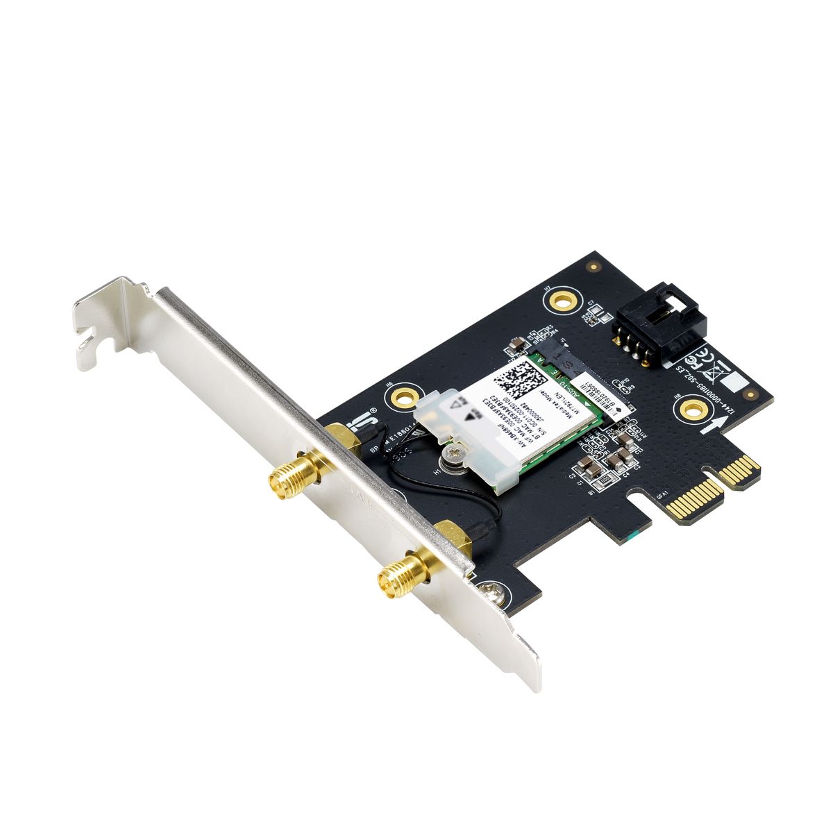 ASUS PCE-AX1800 PCI-E Wi-Fi 6 (802.11ax) AX1800 Dual Band mit Bluetooth 5.2, WPA3, OFDMA und MU-MIMO Netzwerksicherheit, 90IG07A0-MO0B00, Schwarz 1800 Mbit/s Bluetooth 5.2