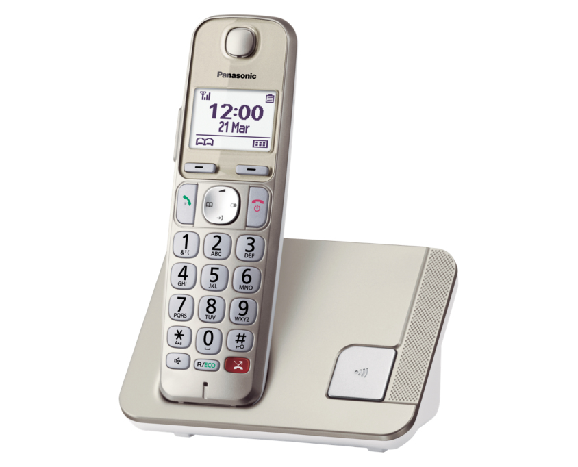 Panasonic KX-TGE250GN Schnurlostelefon (Bis zu 1.000 Telefonnummern sperren, übersichtliche Schriftgröße mit starkem Kontrast , extra lauter Hörer, Voll-Duplex Freisprechen) 1 Schnurlostelefon Single