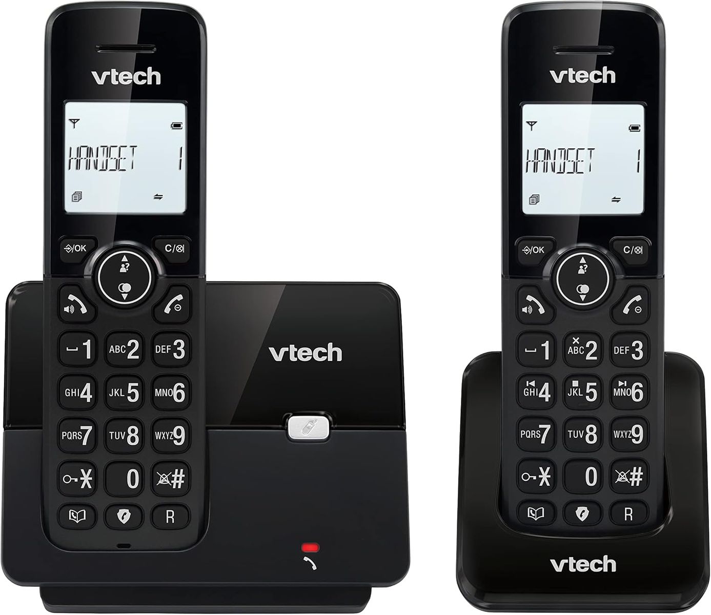 VTech CS2001 schnurloses Telefon mit 2 Mobilteilen, ECO+ Modus, Festnetztelefon, schwarz, Anrufsperre, Freisprechfunktion, große Tasten, Zwei Zeilen Display
