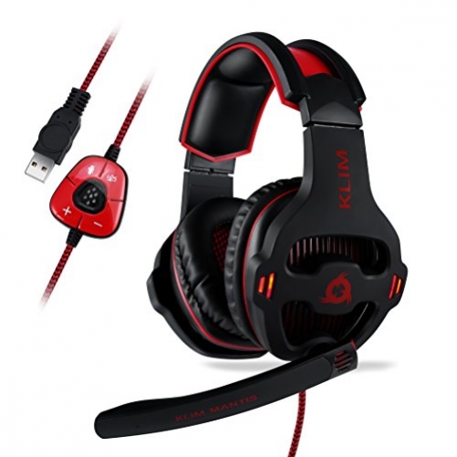 Klim Mantis 7.1 Surround Sound USB Gaming Headset für PC PS4* PS5* schwarz rot
