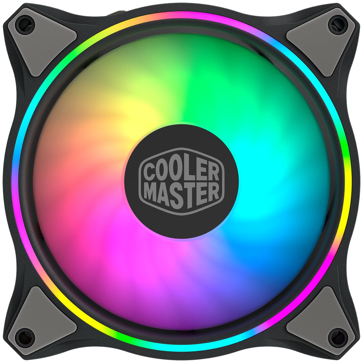 Cooler Master MasterFan MF120 Halo 3in1 Gehäuselüfter 120 mm, 650-1800 RPM, RGB Beleuchtung, 4-polig PWM, 3er-Pack Schwarz/Grau