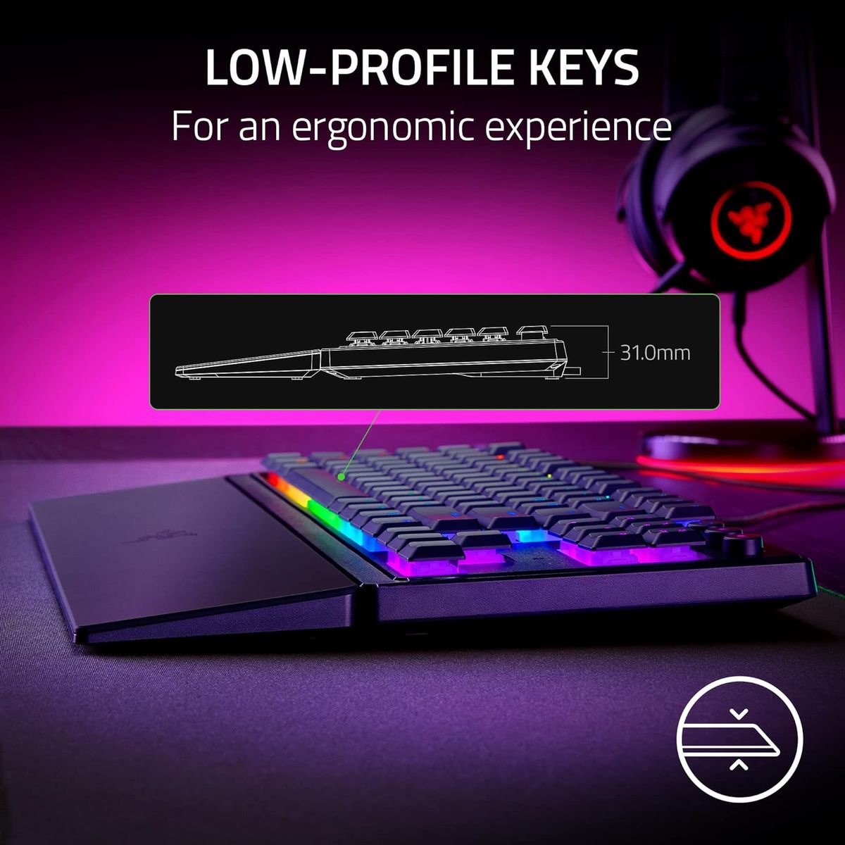 Razer Ornata V3 Tenkeyless - Kabelgebunden - USB - Mecha-Membran-Schlu00fcsselschalter - RGB-LED - Schwarz - (USA Layout - QWERTY)