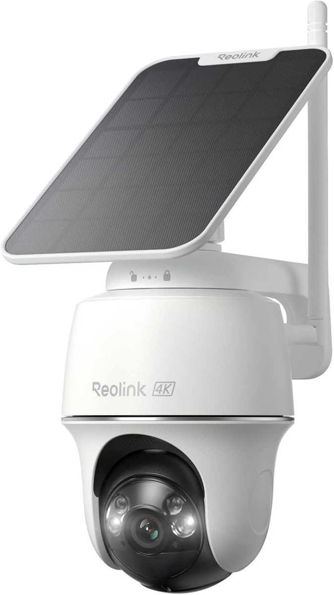 Reolink Argus PT Ultra+SR3 4K Solar Überwachungskamera Außen Akku WLAN 2,4/5 GHz Auto-Tracking Farbnachtsicht 8MP Weiß
