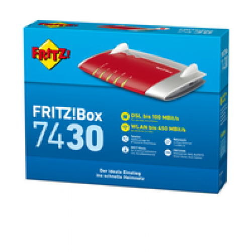 AVM FRITZ!Box 7430 VDSL-/ADSL2+ WLAN N 450 MBit/s 2,4 GHz TK-Anlage für Voice over IP DECT-Basis Mediaserver