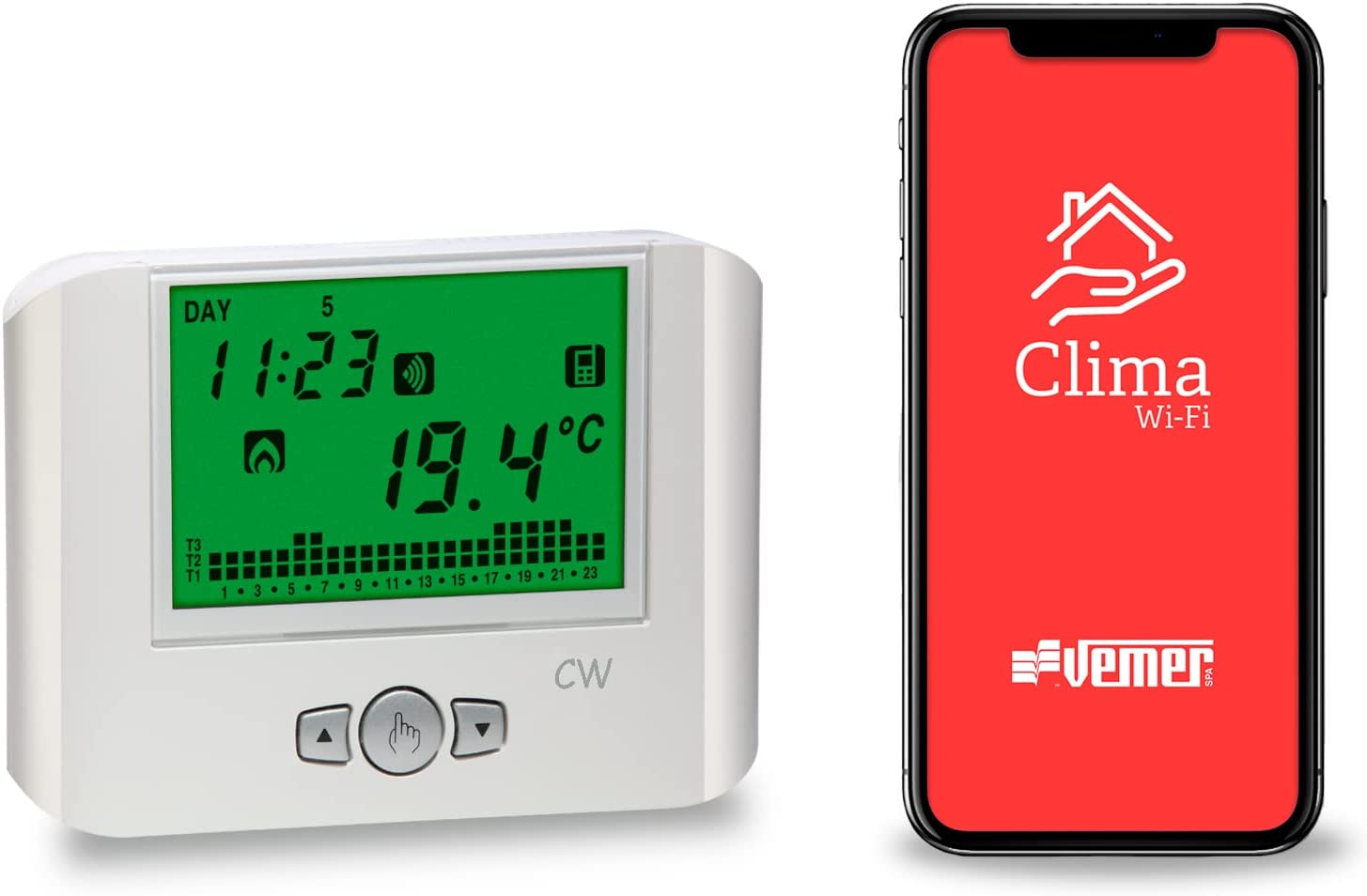 VEMER VE787100 CW - WiFi Wandthermostat, Stromversorgung 230 V, Entfernungssteuerbar über APP, Weiß Einheitsgröße Weiß