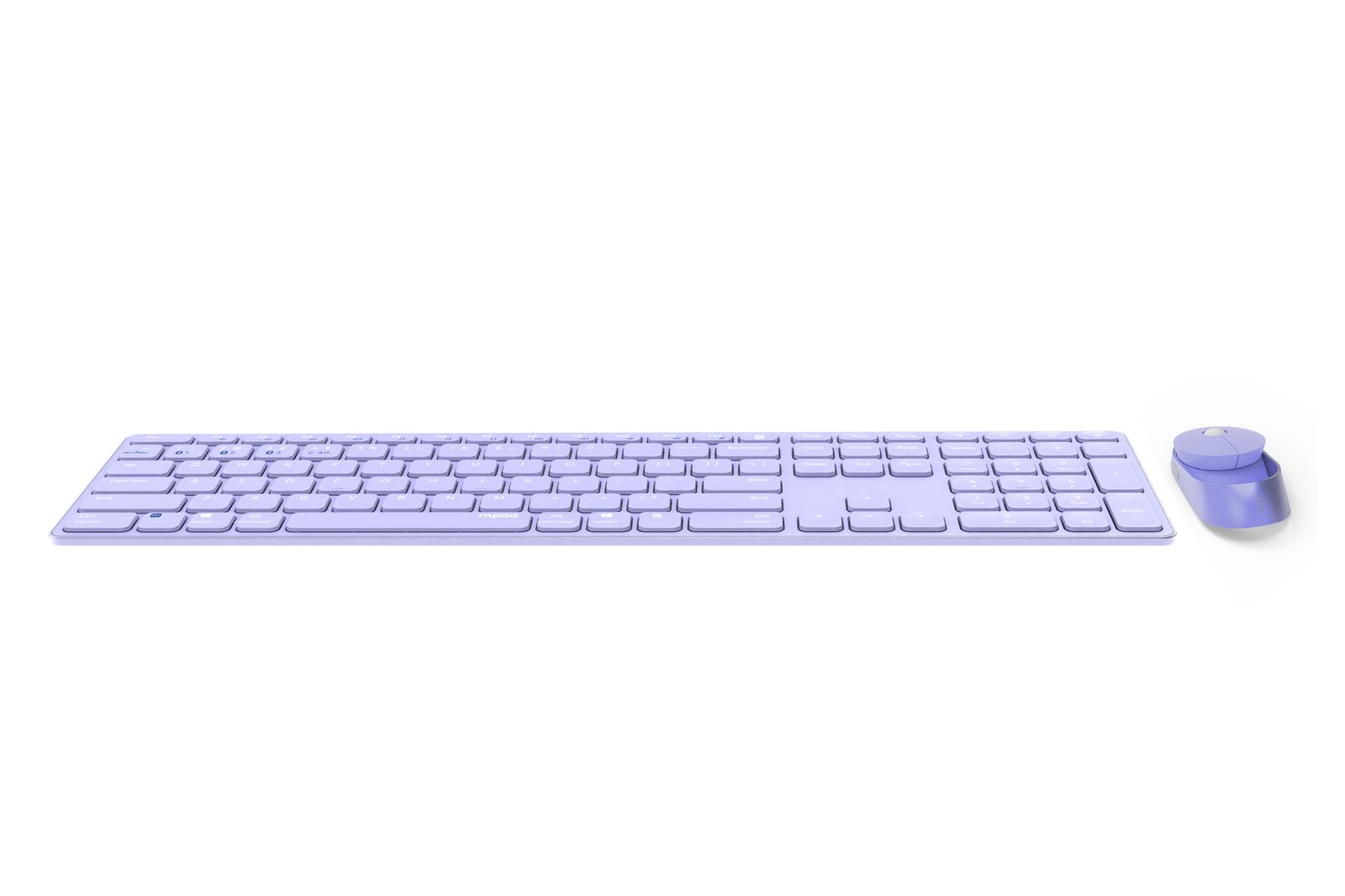 Rapoo 9850M Deskset Dual Wireless Keyboard Mouse Set 1.600 DPI Aluminium Purple DE Layout