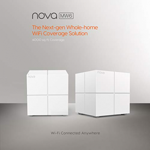 Tenda Nova MW6 2x Dual-Band Mesh WLAN Komplettlösung (bis zu 350m² WLAN, 2x Stationen, 4x Gigabit Ports, für Häuser, Büros, Wohnungen, MU-MIMO) Ersetzt Router, Powerline & Repeater