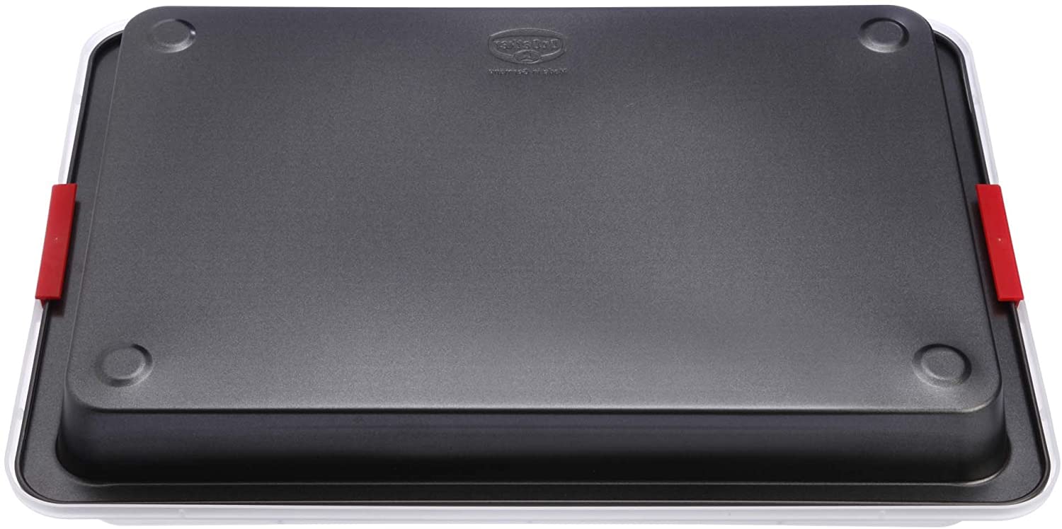Dr. Oetker 1012 baking tray 3in1 with transport cover, oven tray for baking, storing & transporting, as pizza, casserole & cake tray, dimensions: 42 x 29 cm anthracite