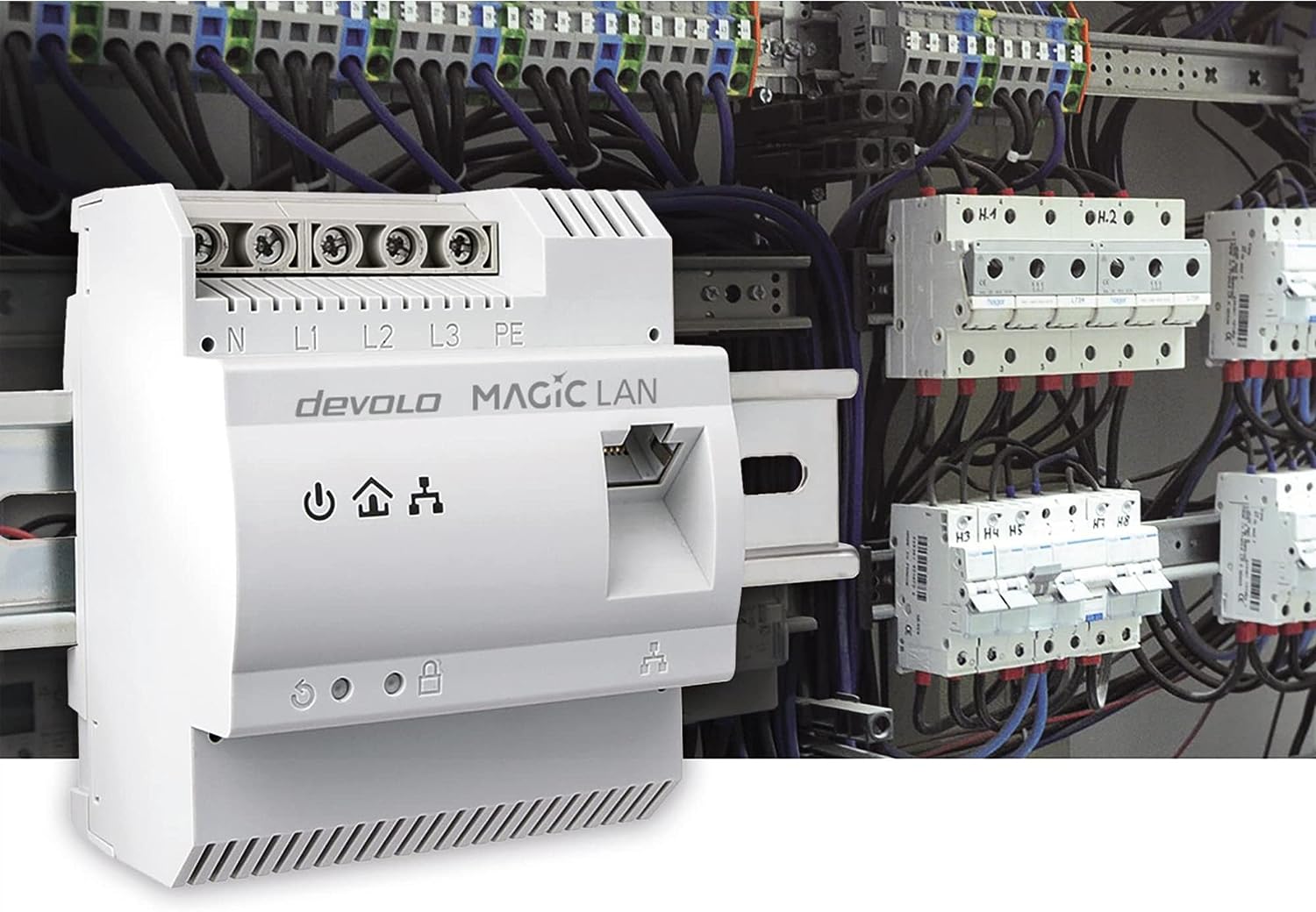 devolo 8550 Powerline Adapter Magic 2 LAN DINrail Hutschienen Adapter -bis 2.400 Mbit/s Internet aus dem Verteilerkasten, professionelles Heimnetzwerk, grau