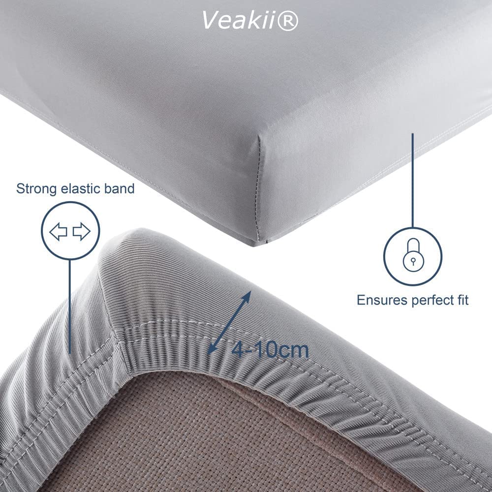 Veakii R Stuhlhussen 4 Stück Elastische Moderne Beschützer Stuhlhussen, Stuhl Abdeckungen für Haus Esszimmer Moderne Hochzeit Bouquet, Hotel, Restaurant Dekor（Hellgrau） Hellgrau 4 Stück