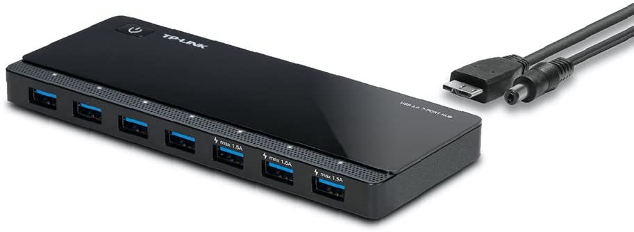 TP-Link 7 ports USB 3.0 Ultra slim hub including 3 BC 1.2 charging ports up to 5 V 1.5 A