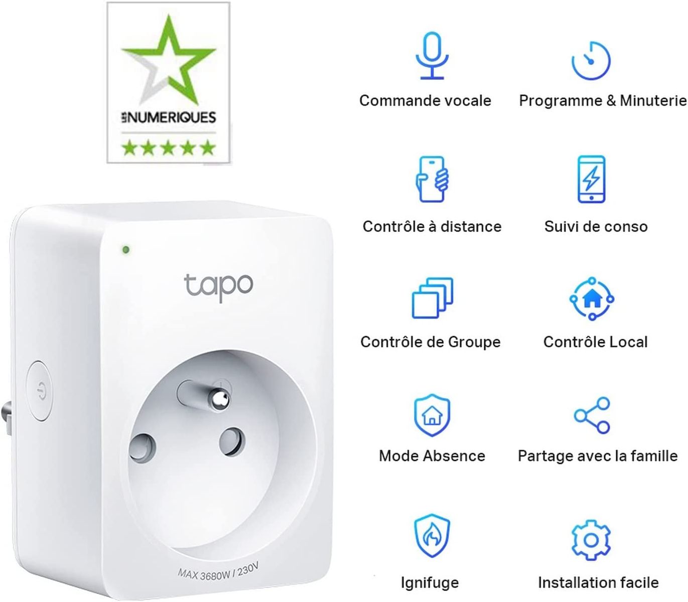 TP-Link Tapo Wi-Fi Smart Plug Consumption monitoring 16A Type E Smart Plug compatible Alexa Google Home Control radiator heating water heater remotely