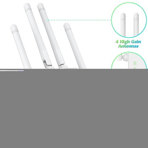 Jancane WF009 WLAN-Extender Repeater AC1200 Dual-Band Access Point, Ethernet, bis zu 465 m², für bis zu 55 Geräte, Ein-Tasten-Einrichtung, Alexa-kompatibel