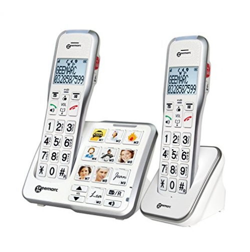 GEEMARC AmpliDECT 595 DUO : 2 schnurlose verstärkte 50 dB Schwerhörigentelefone Fototasten Deutsche