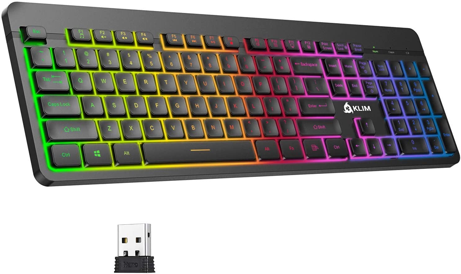 KLIM Light V2 Wireless Flache Beleuchtete Gaming Tastatur FR-Layout